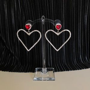 Vintage Jewelry - Jeweled ruby oversized heart shape earrings Vintage Jewelry - Jeweled ruby oversized heart shape earrings